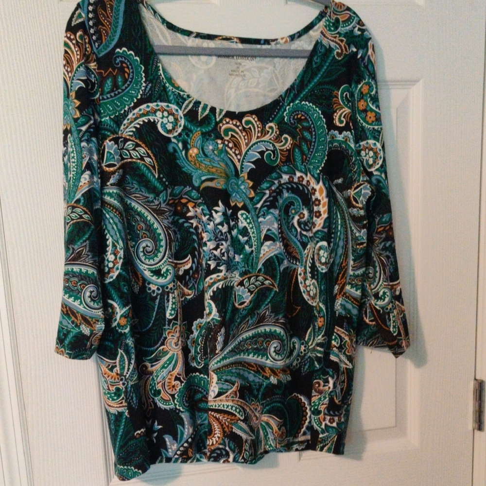 Jessica London Multicolor Paisley Blouse